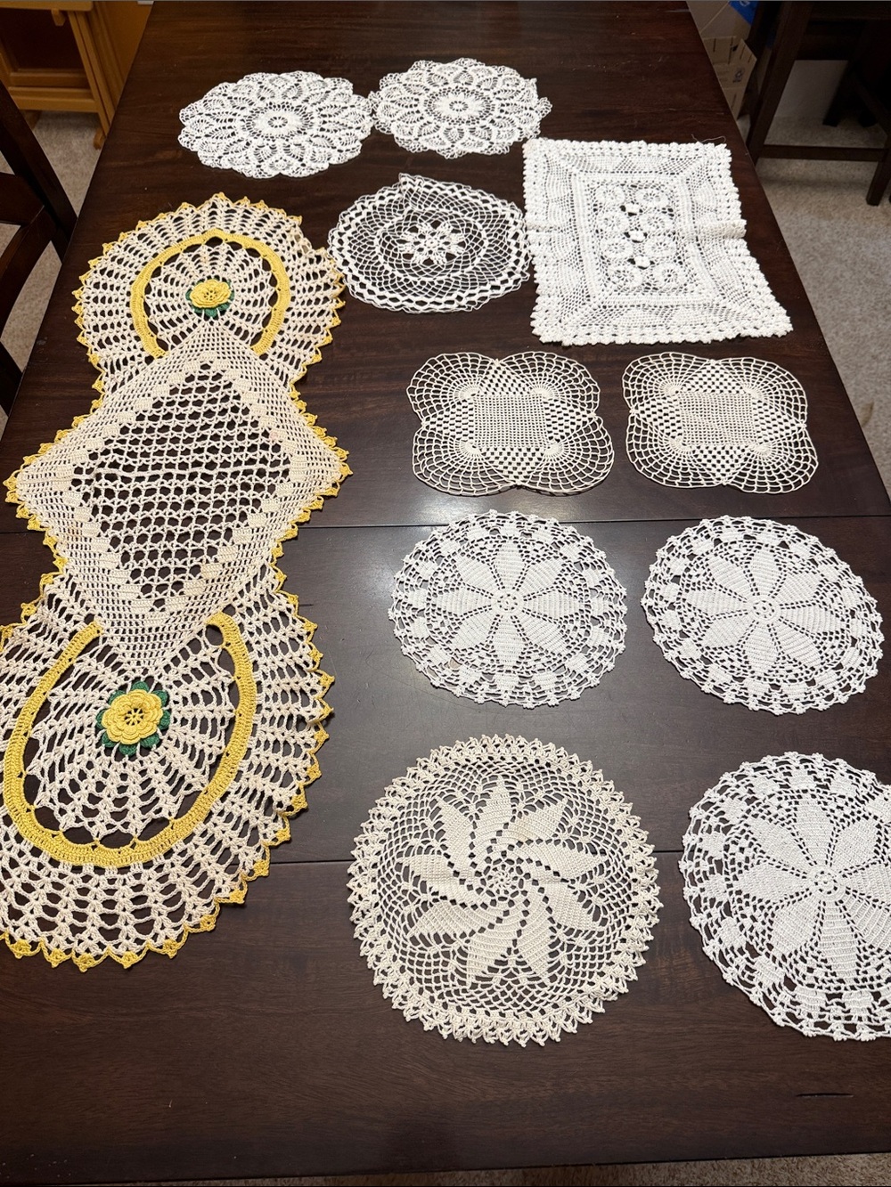 Bundle of crochet items as shown. Measurements in pictures